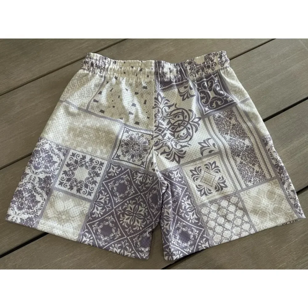 Kinetic Mens Mesh XS Shorts Paisley Patchwork Festival Beach‎ Y2K Retro Graphic